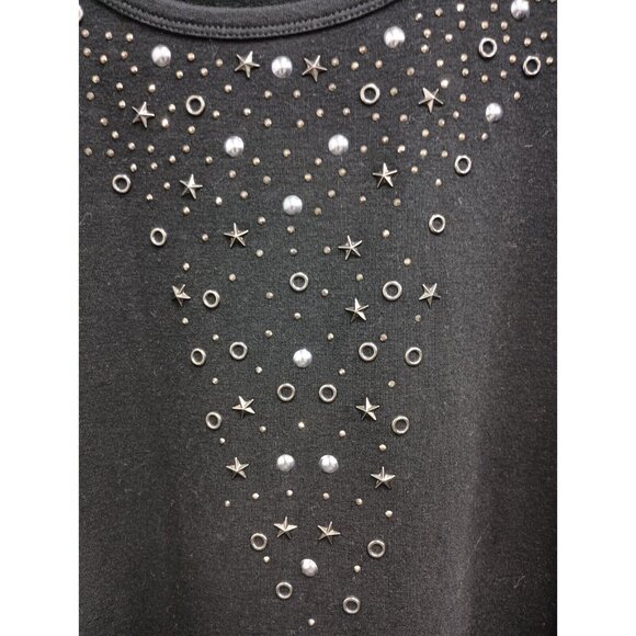 Vintage Y2K Allure Womens Tunic Top Size 1X Black Embellished Long sleeve Grunge - Picture 3 of 8
